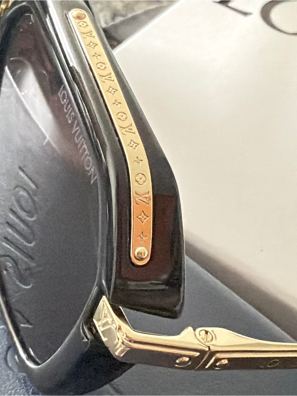 Louis Vuitton Black Sunglasses with Gold Monogram Trim